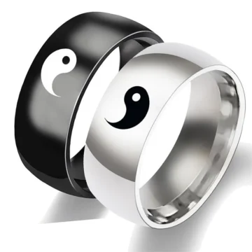 Yin yang Complementary couple rings: Two Halves, One Whole, a Love in Balance